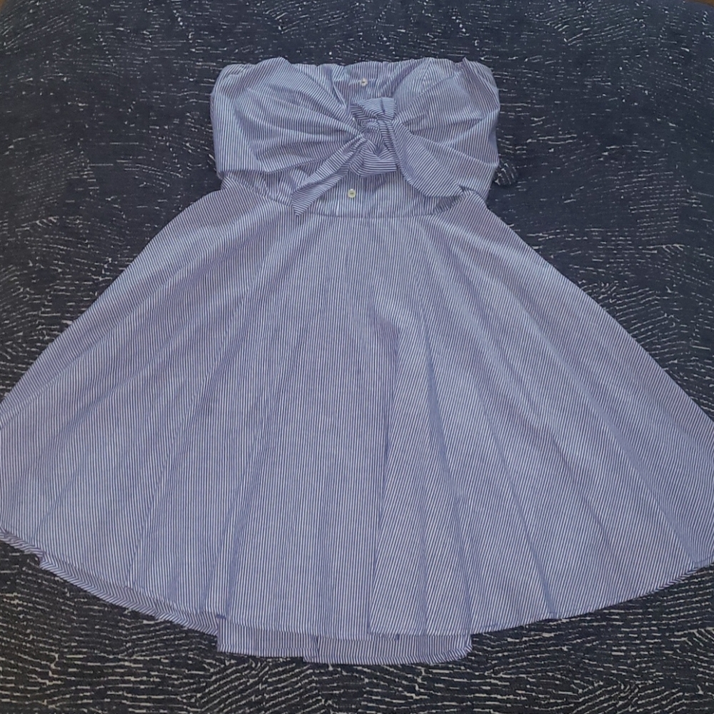 Blue and white striped dress